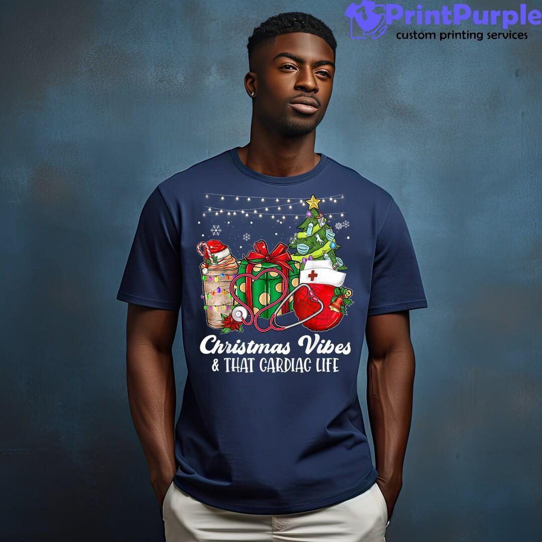 Christmas Vibes That Cardiac Nurse Life Xmas Tree Balls Shirt - Designed And Sold By 7Printpurple