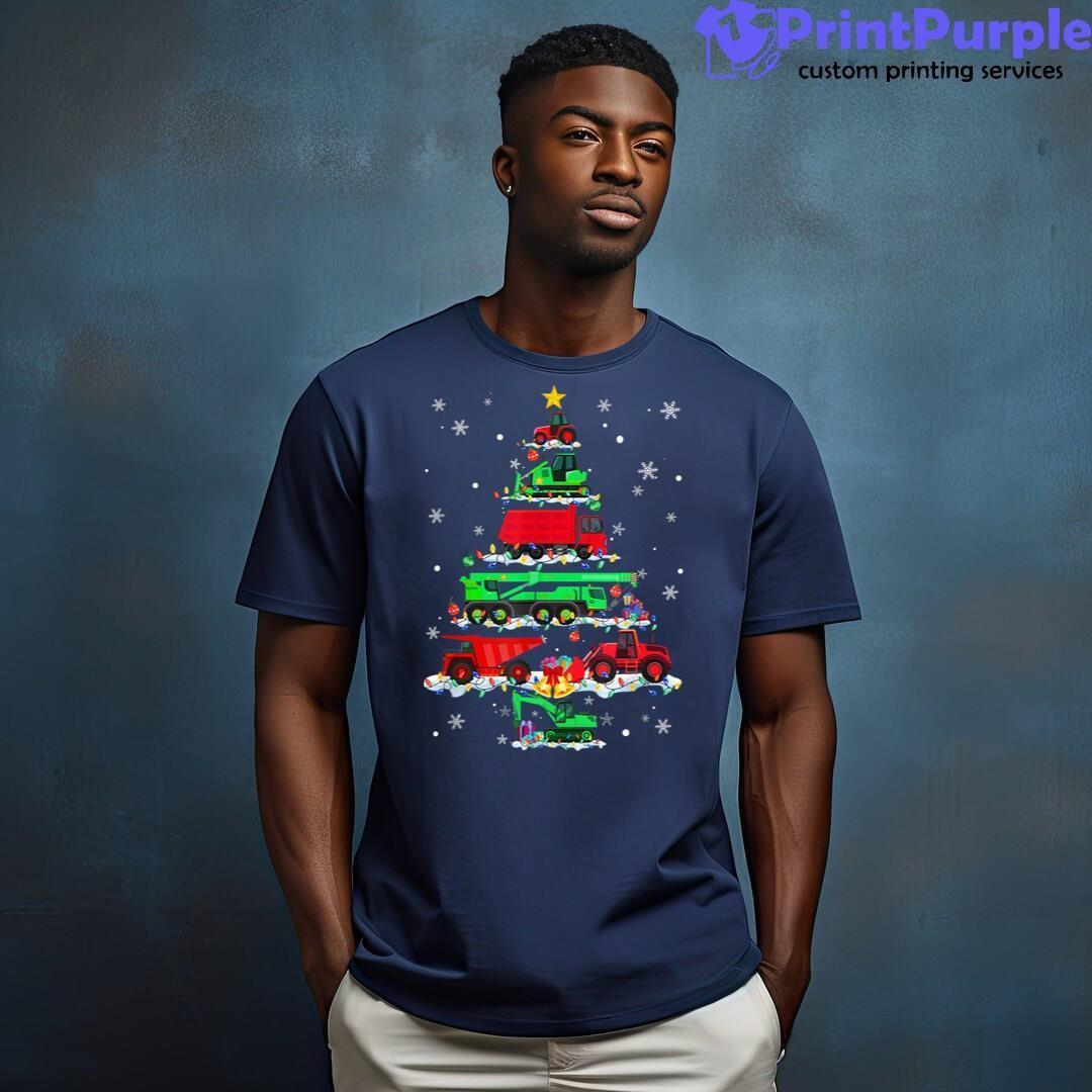 Construction Vehicle Excavator Christmas Tree Funny Xmas Shirt - Designed And Sold By 7Printpurple