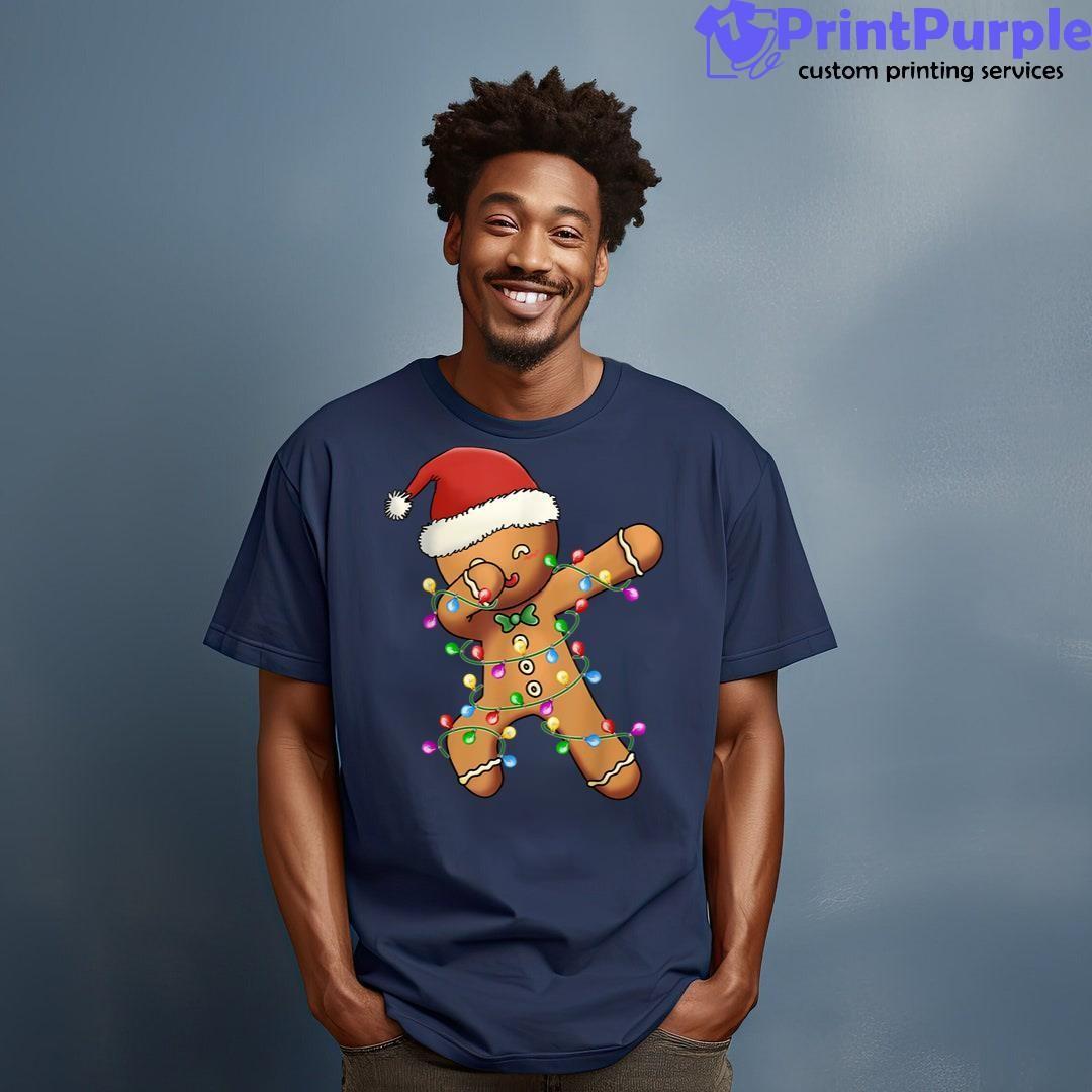 Dabbing Gingerbread For Boy Girl Christmas Tree Light Shirt - Designed And Sold By 7Printpurple