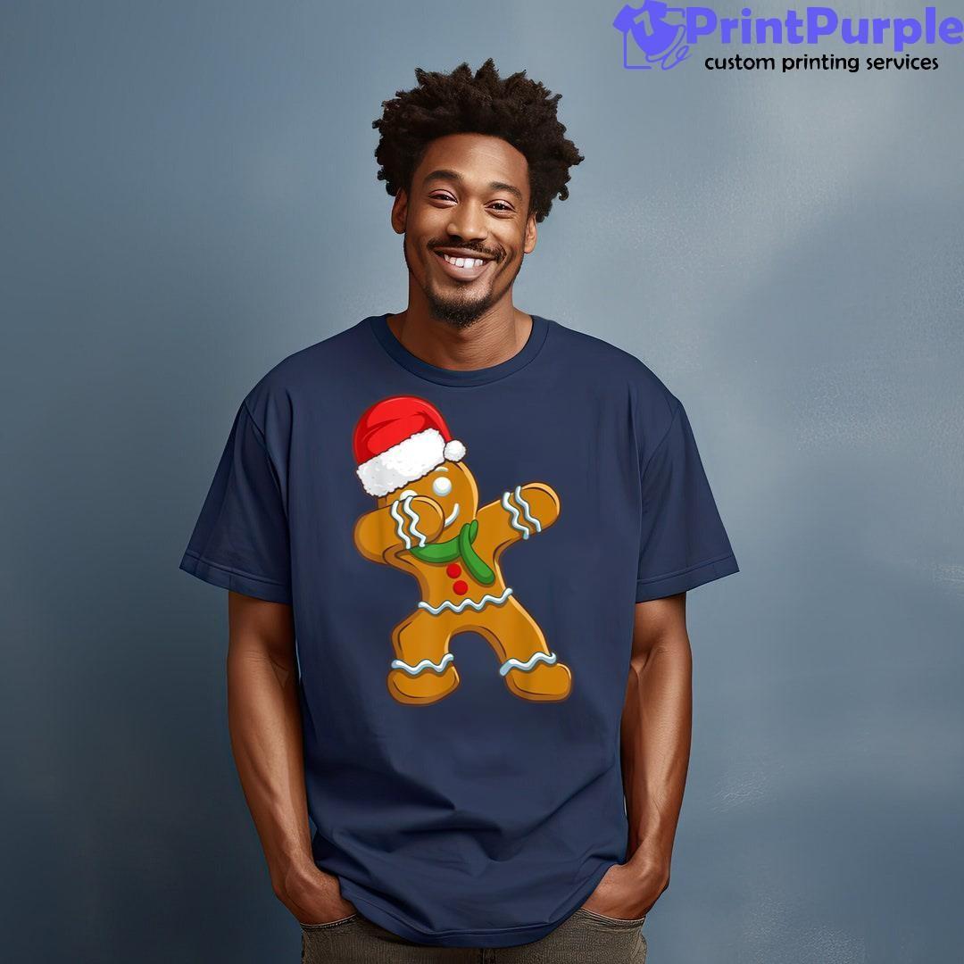 Dabbing Gingerbread Santa Christmas Kids Boys Xmas Cookie Shirt - Designed And Sold By 7Printpurple