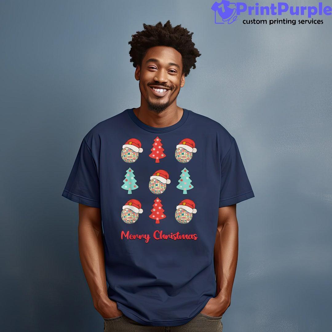 Disco Ball Retro Christmas Tree Disco Santa Xmas Holiday Shirt - Designed And Sold By 7Printpurple