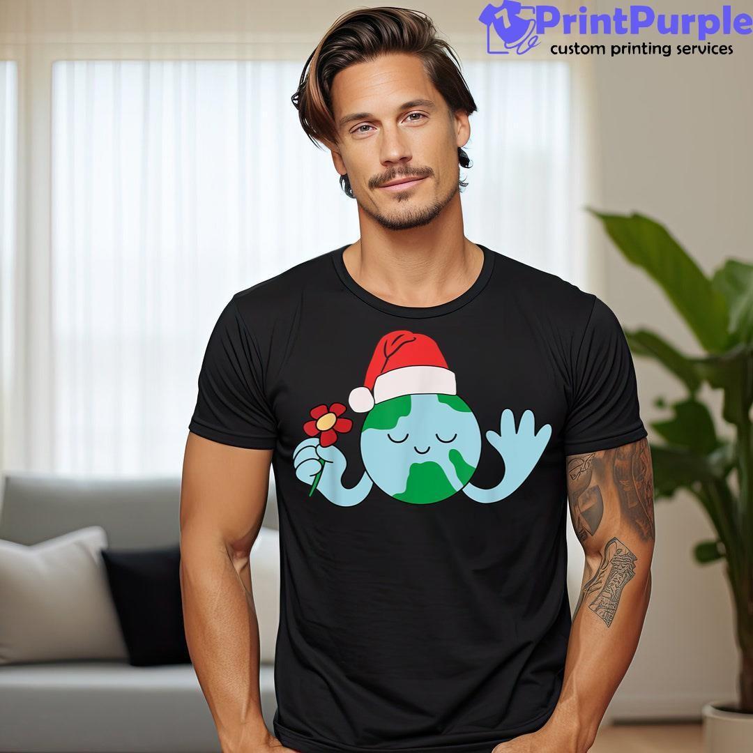 Earth Santa Hat Christmas Pajama Cool X Mas Nature Lover Shirt - Designed And Sold By 7Printpurple