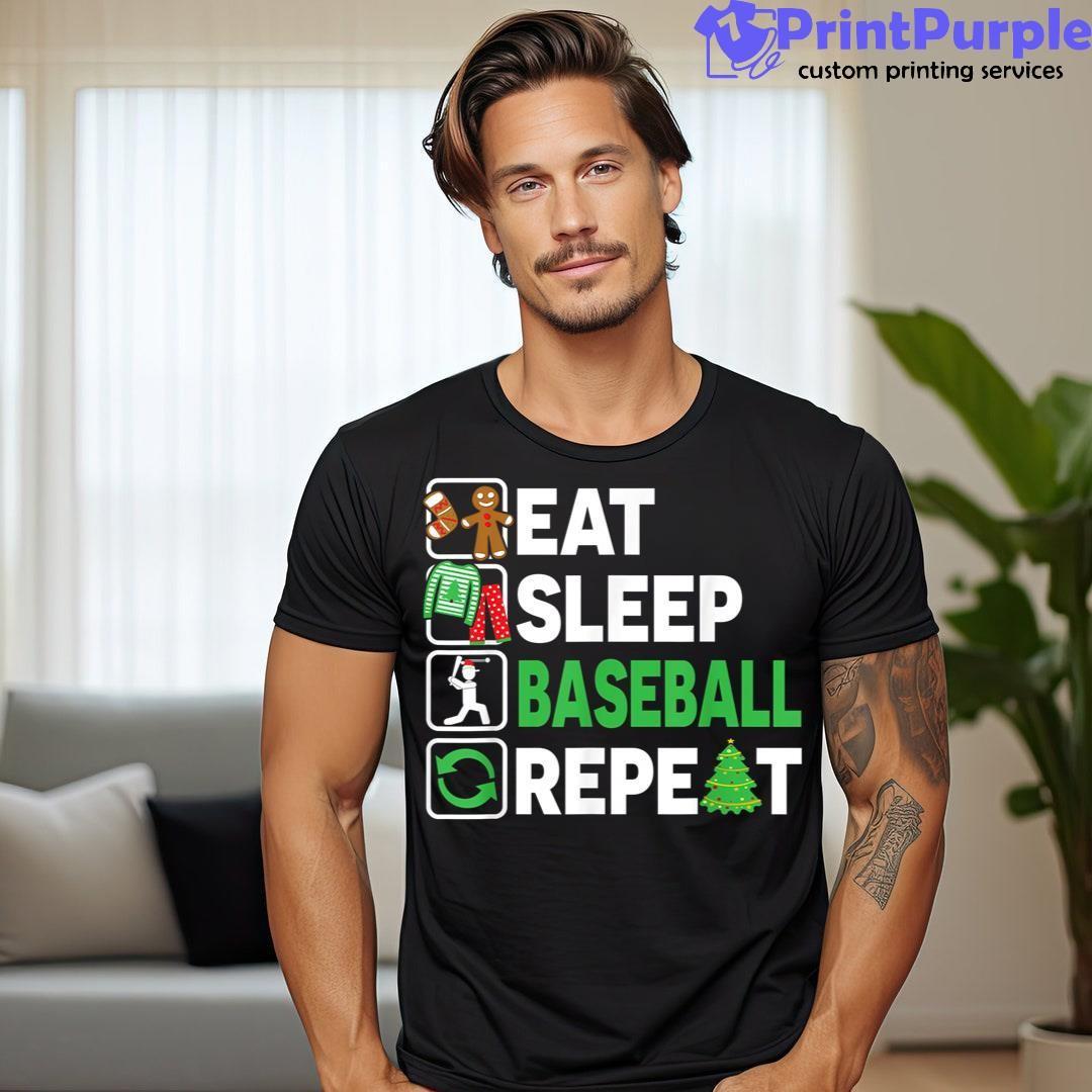 Eat Sleep Baseball Repeat Christmas Pajama Gifts N Kids Unisex Shirt - Designed And Sold By 7Printpurple