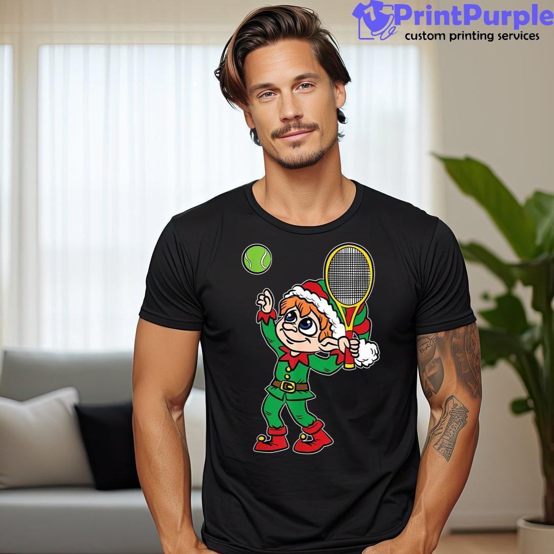 Elf Tennis Player Christmas Pajama Cool Sport X Mas Holiday Shirt - Designed And Sold By 7Printpurple