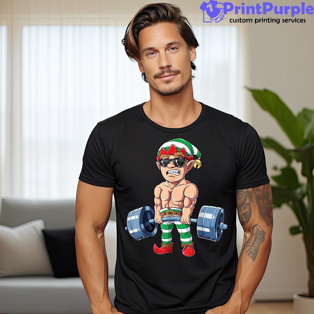 Elf Weightlifting Christmas Fitness Gym Deadlift Xmas Men Shirt - Designed And Sold By 7Printpurple