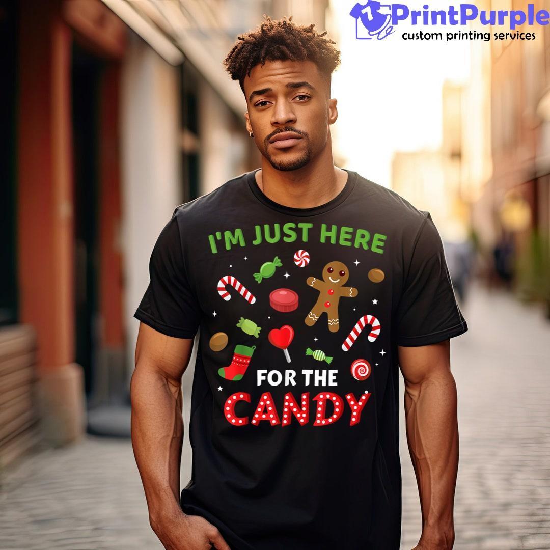 Funny I'M Just Here For The Candy Christmas Kids And Toddler Unisex Shirt - Designed And Sold By 7Printpurple