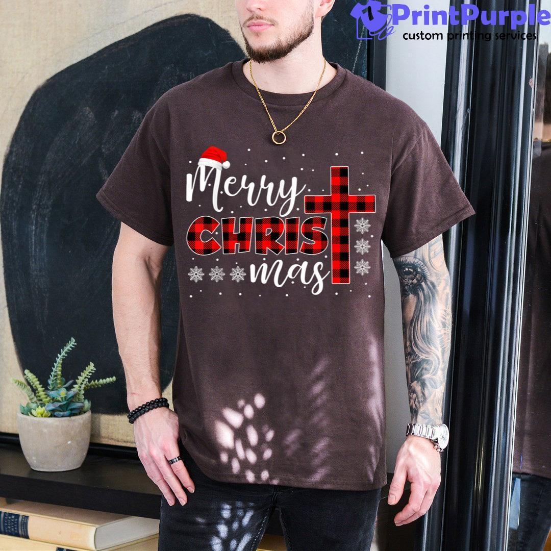 Merry Christmas Buffalo Plaid Christ Mas Christian Religious Shirt - Designed And Sold By 7Printpurple