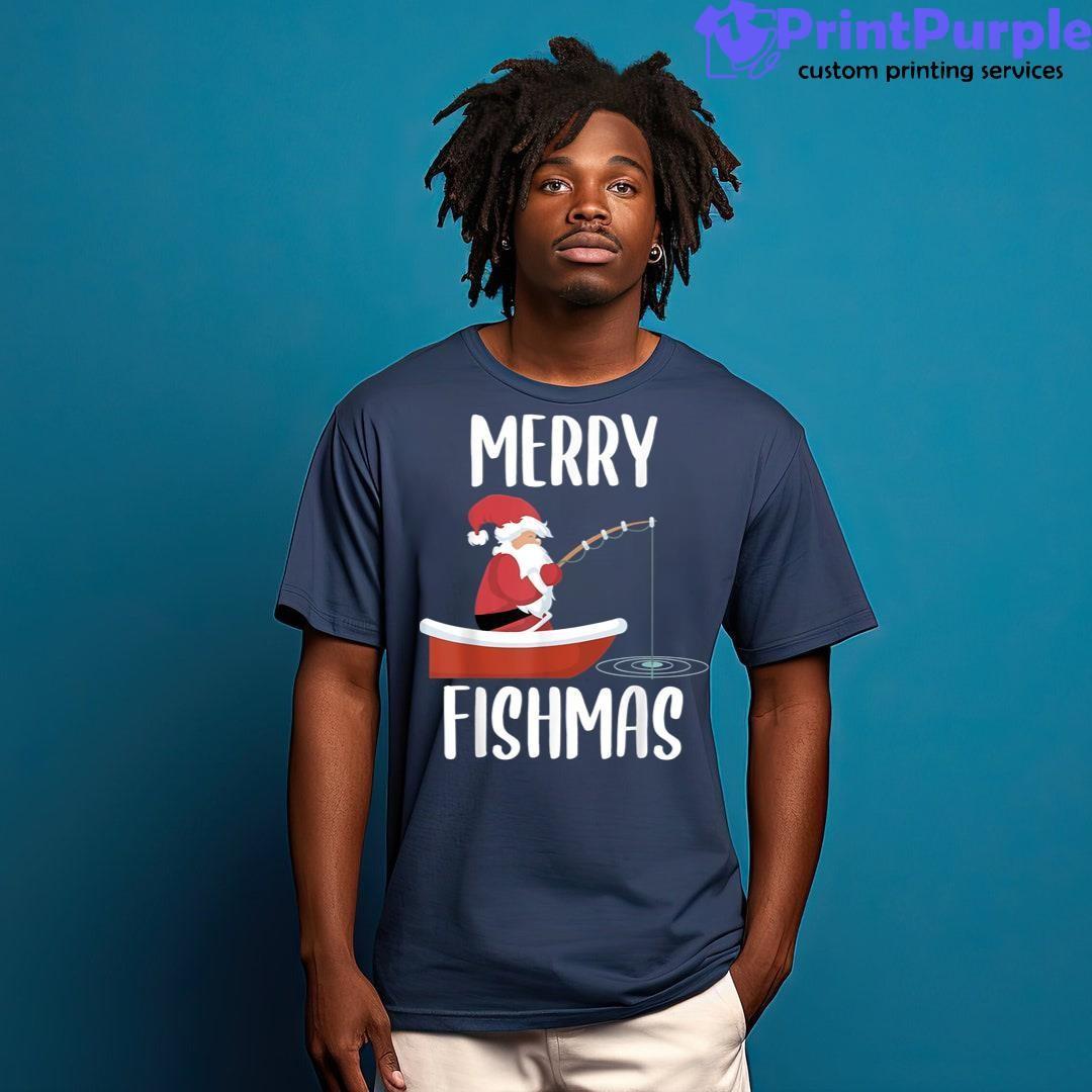 Merry Fishmas Funny Santa Fishing Fisherman Christmas Xmas Shirt - Designed And Sold By 7Printpurple