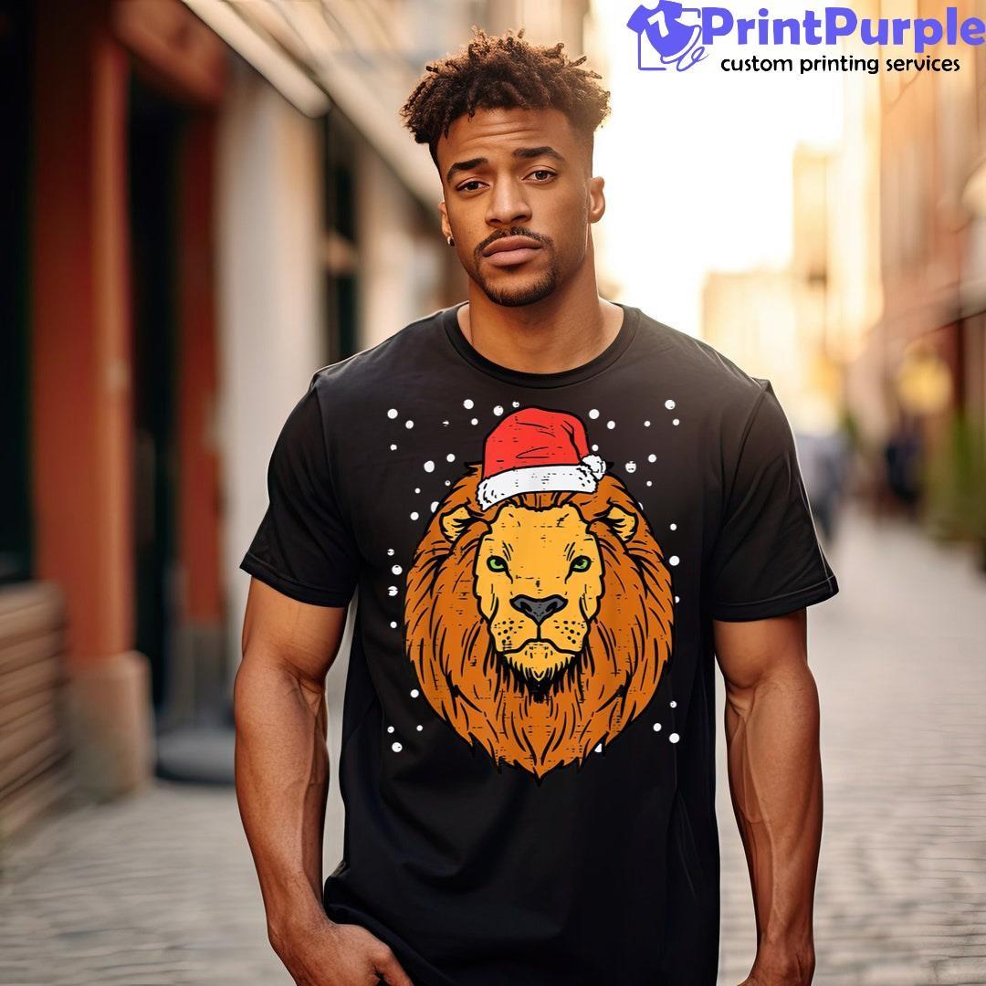 Christmas Lion Santa Animal Xmas Men Women Boys Girls Kids Shirt - Designed And Sold By 7Printpurple