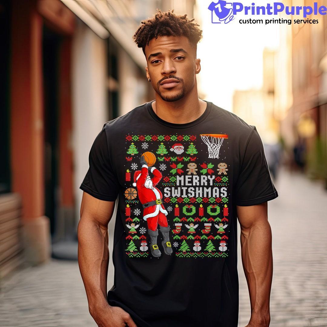 Christmas Santa Basketball Player Slam Dunk Ugly Sweatershirt - Designed And Sold By 7Printpurple