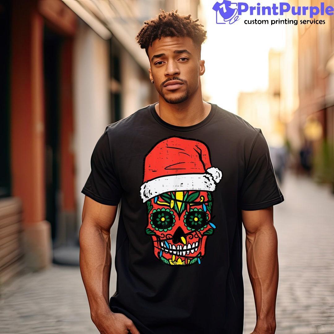 Christmas Sugar Skull Santa Cool Xmas Mexican Men Women Kids Shirt - Designed And Sold By 7Printpurple