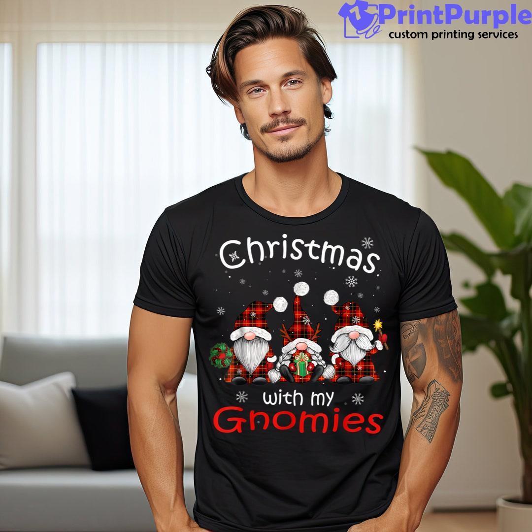 Christmas With My Gnomies Buffalo Red Plaid Gnome For Family Shirt - Designed And Sold By 7Printpurple