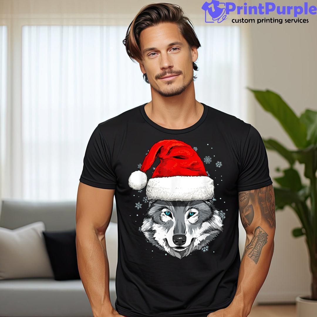 Christmas Wolf Santa Clause Navidad Xmas Holiday Wolf Lover Shirt - Designed And Sold By 7Printpurple