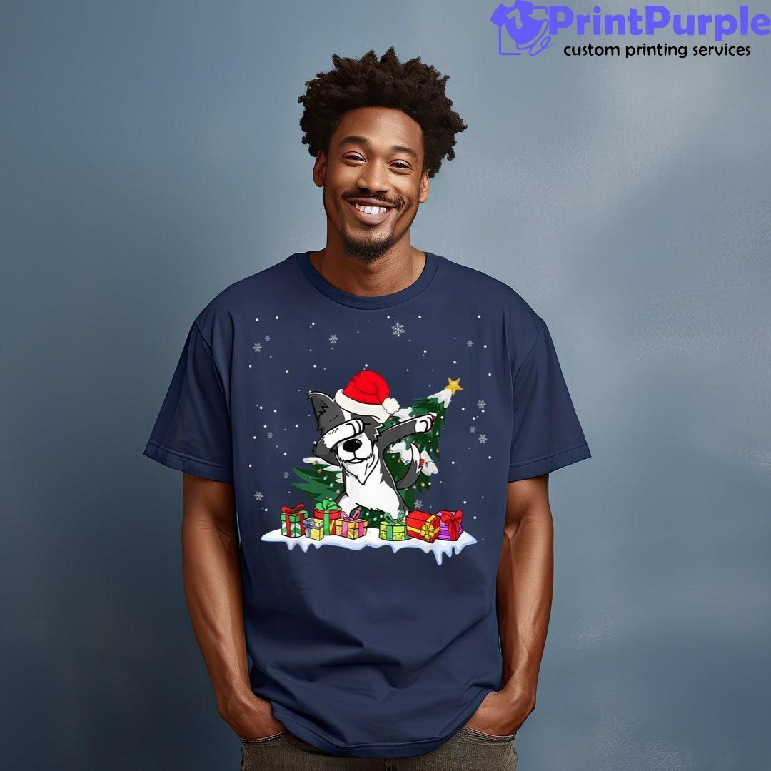 Dabbing Border Collie Christmas Tree Santa Pajama Boy Girls Shirt - Designed And Sold By 7Printpurple