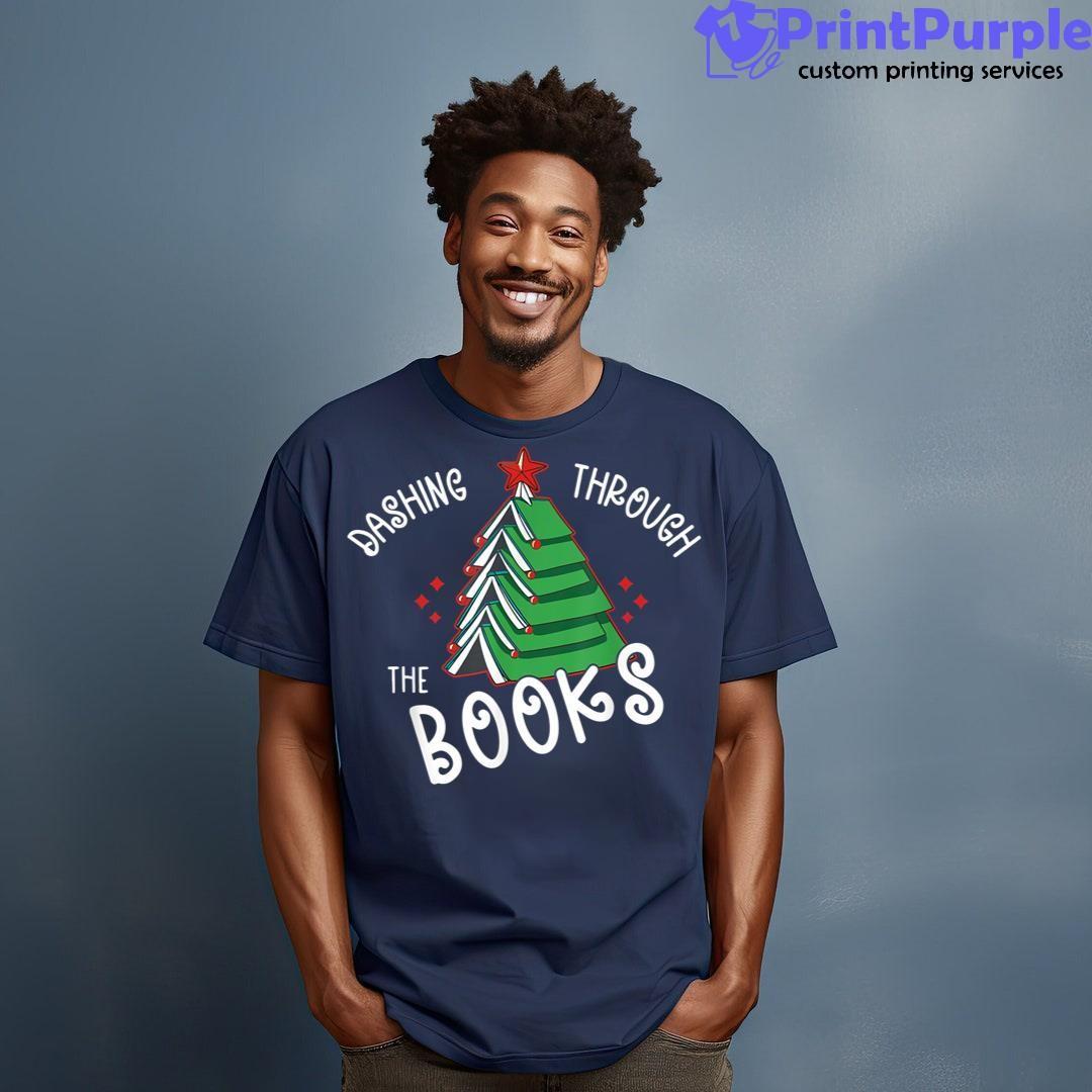 Dashing Through The Books Christmas Tree Shirt - Designed And Sold By 7Printpurple