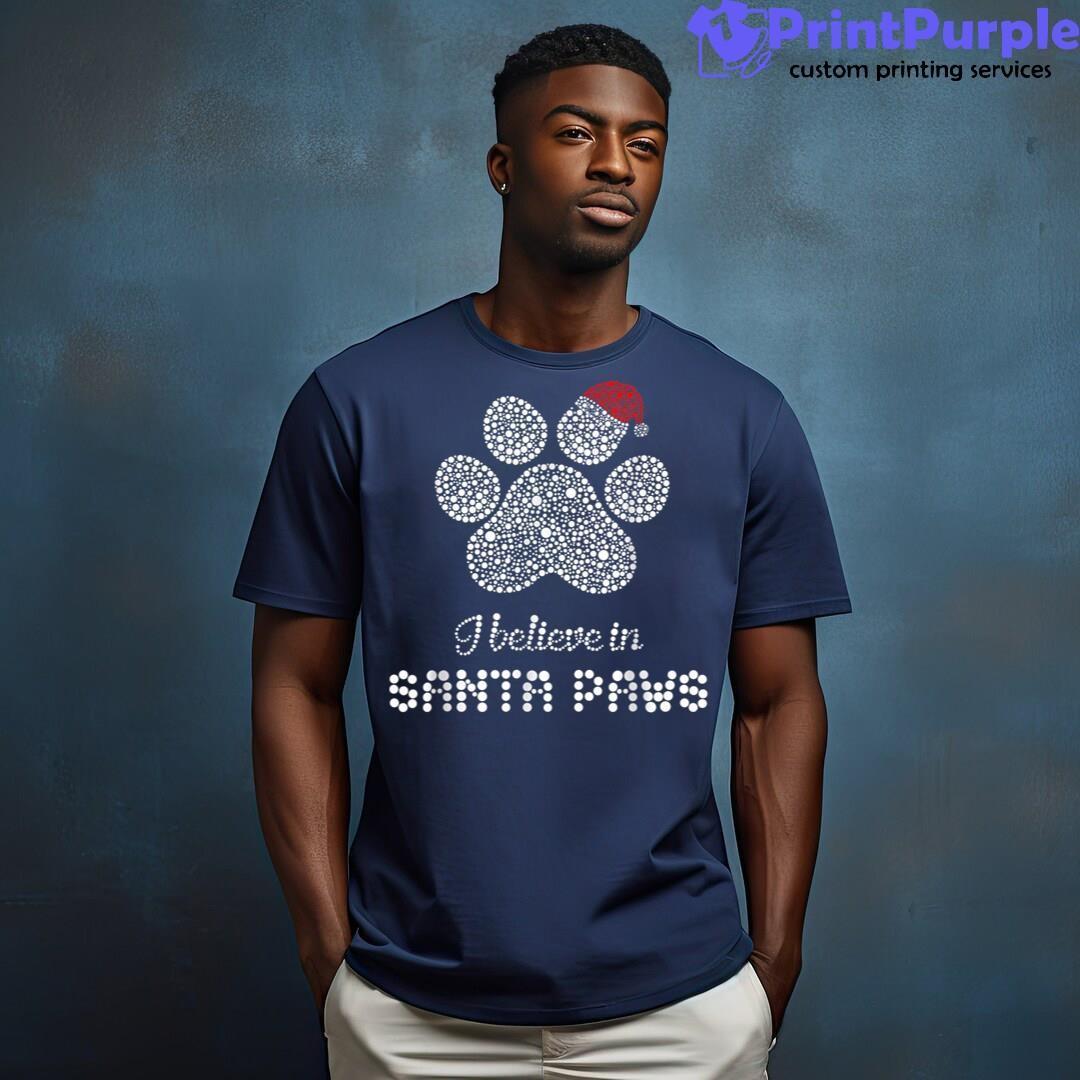 Funny Believe In Santa Paw Christmas Vet Tech Dog Cat Lover Unisex Shirt - Designed And Sold By 7Printpurple