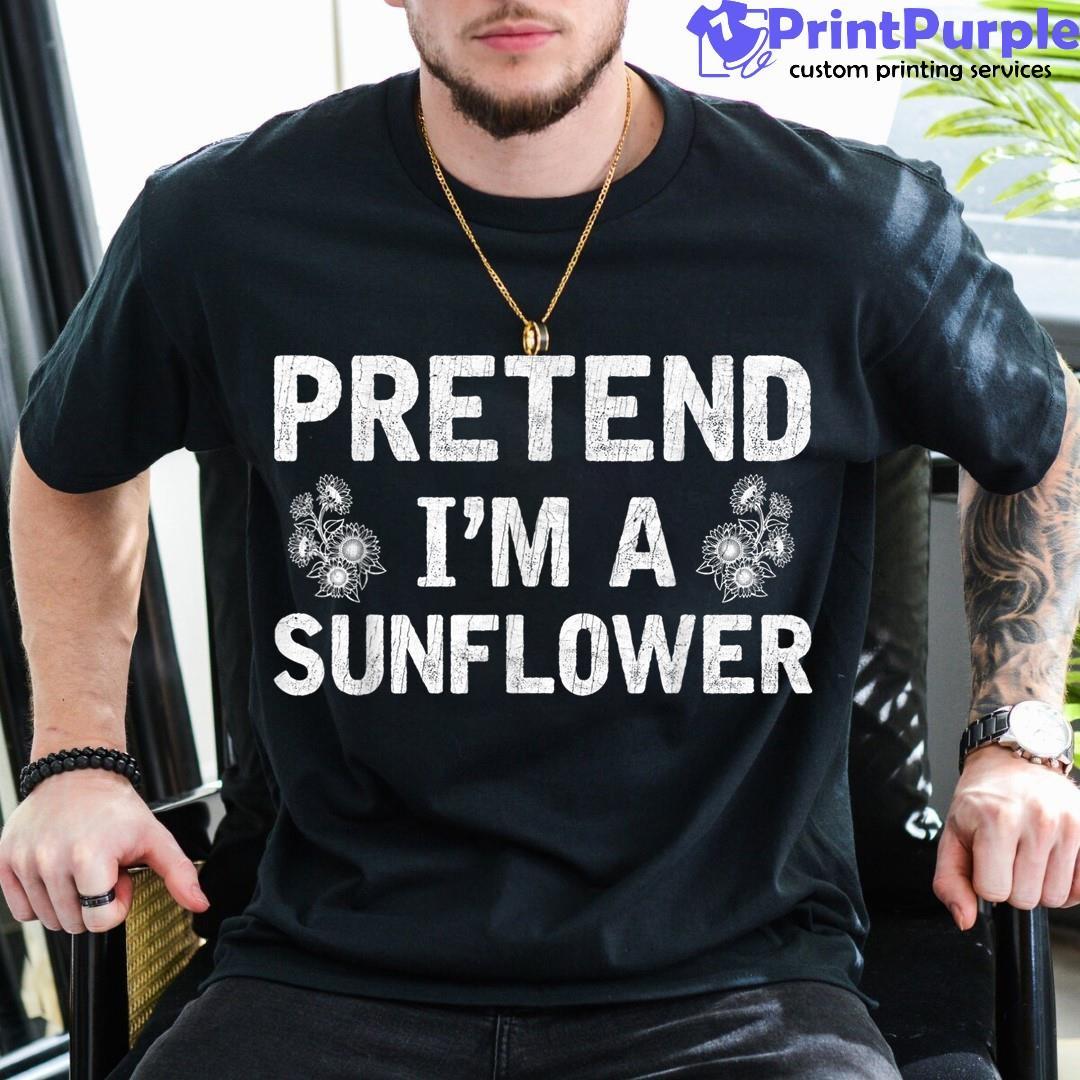 Pretend I'M A Sunflower Vintage Halloween Holiday Party Shirt - Designed And Sold By 7Printpurple