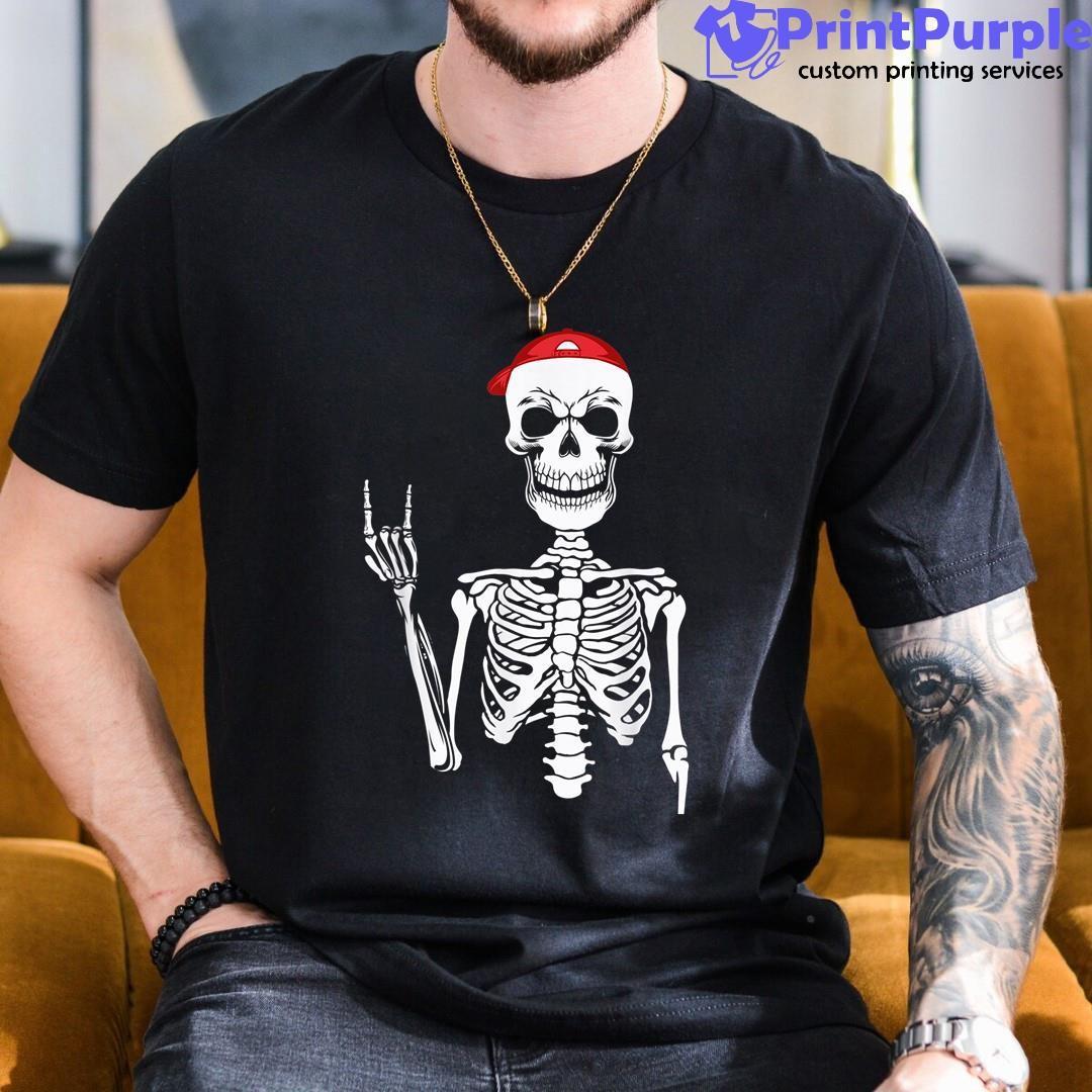 Rocker Skeleton Hand Rock On Funny Halloween Gifts Shirt - Designed And Sold By 7Printpurple