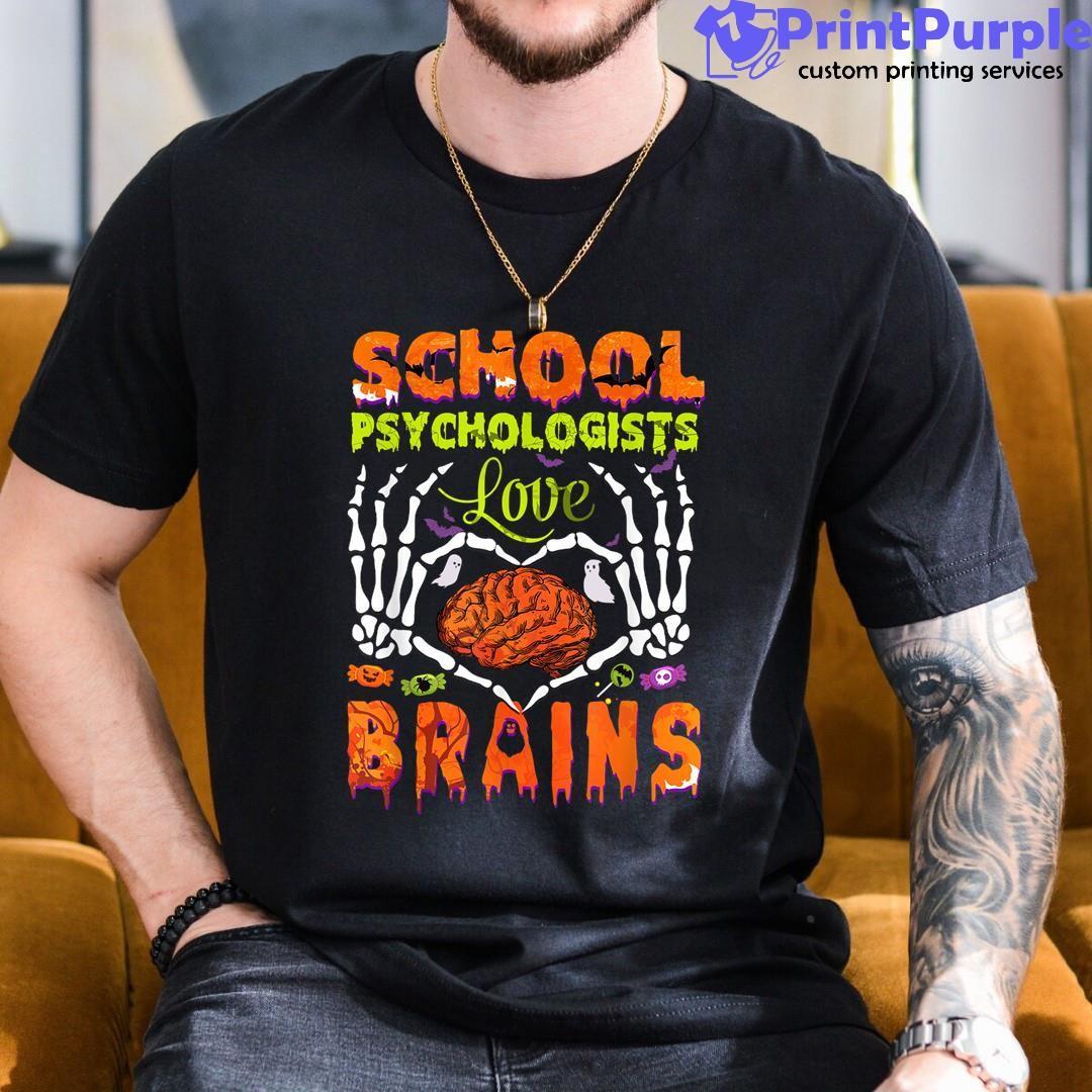 School Psychologist Love Brains Halloween Teachers Shirt - Designed And Sold By 7Printpurple