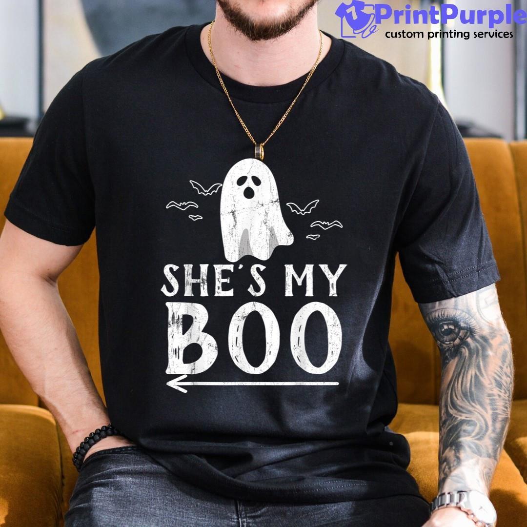 Shes My Boo Funny Matching Couple Halloween Ghost Shirt - Designed And Sold By 7Printpurple