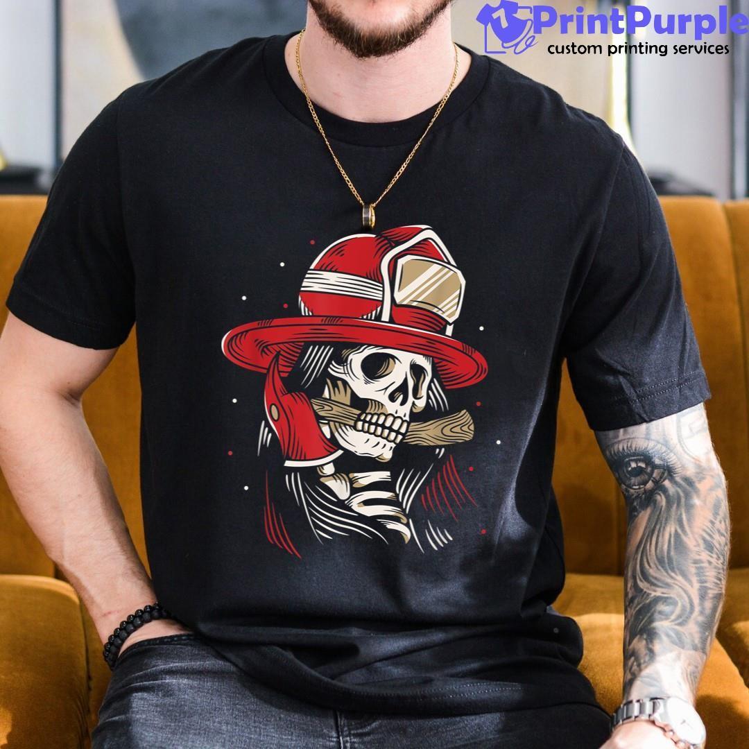 Skeleton Firefighter Lazy Halloween Skull Fireman Shirt - Designed And Sold By 7Printpurple