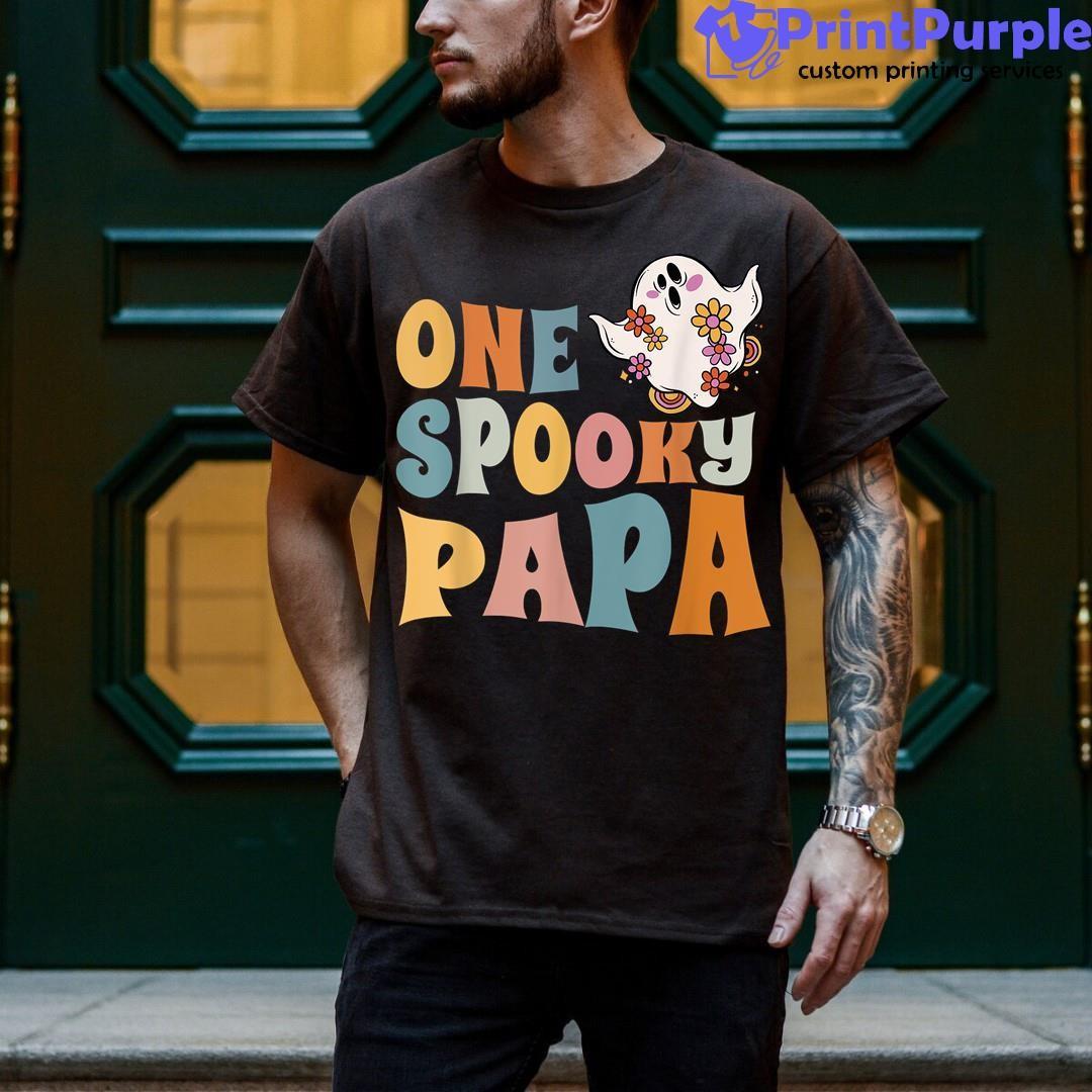 Mens Dad One Spooky Papa Daddy Groovy Halloween Shirt - Designed And Sold By 7Printpurple