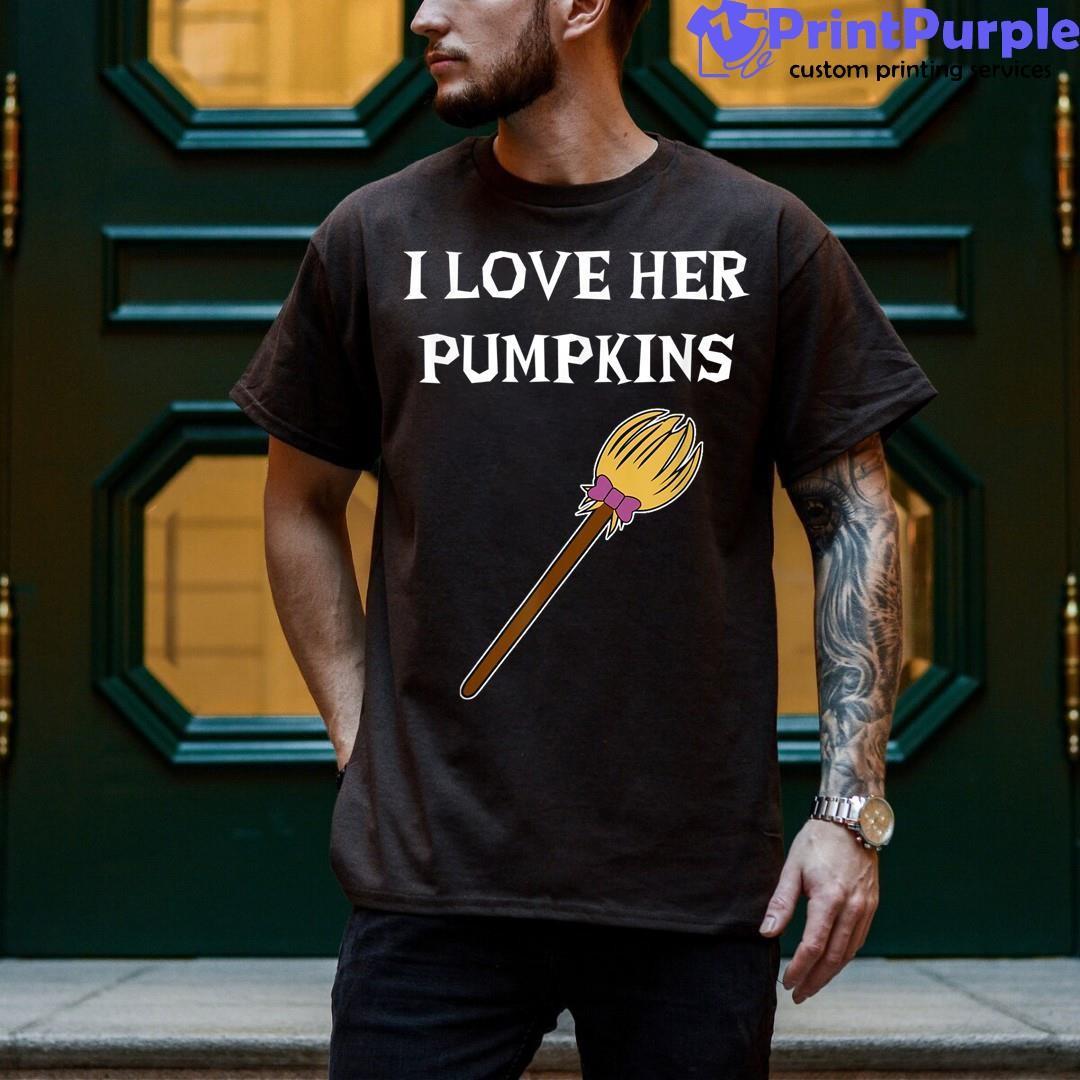 Mens I Love Her Pumpkins Adult Matching Couples Halloween Shirt - Designed And Sold By 7Printpurple