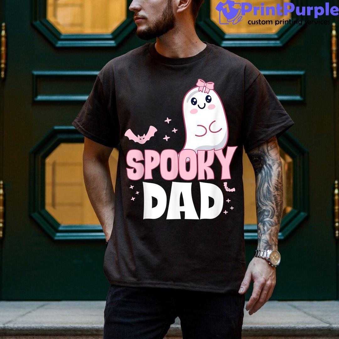 Mens Spooky Dad Family Cute Pink White Ghost Boo Halloween Shirt - Designed And Sold By 7Printpurple