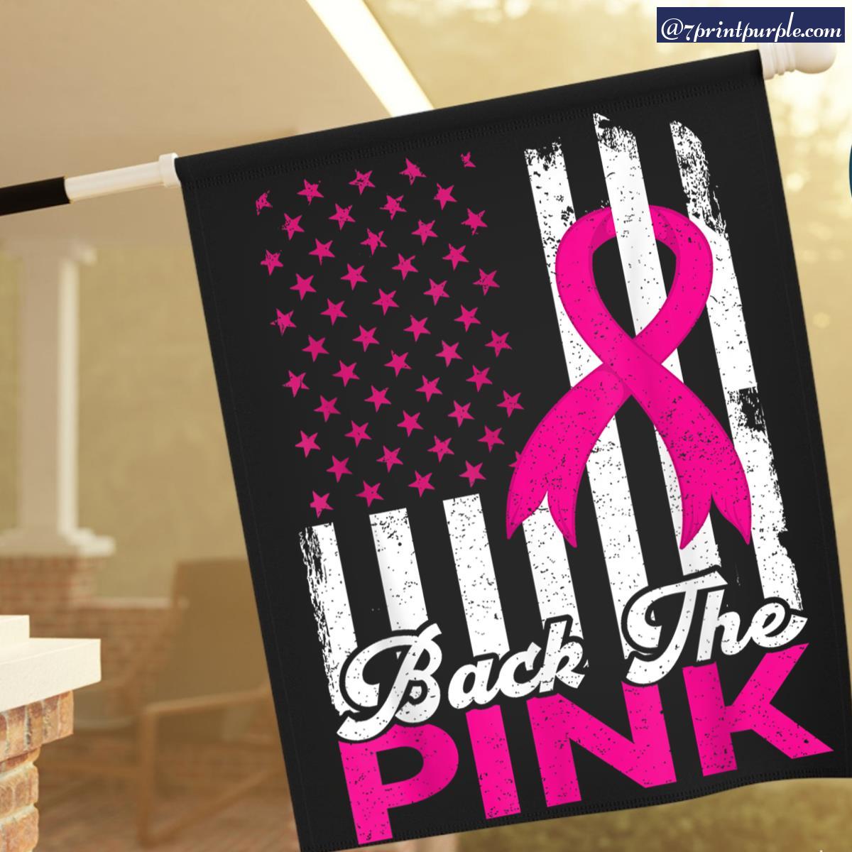 Back The Pink Breast Cancer Awareness Usa Pink Ribbon Garden Flag For Sale 7printpurple 4605