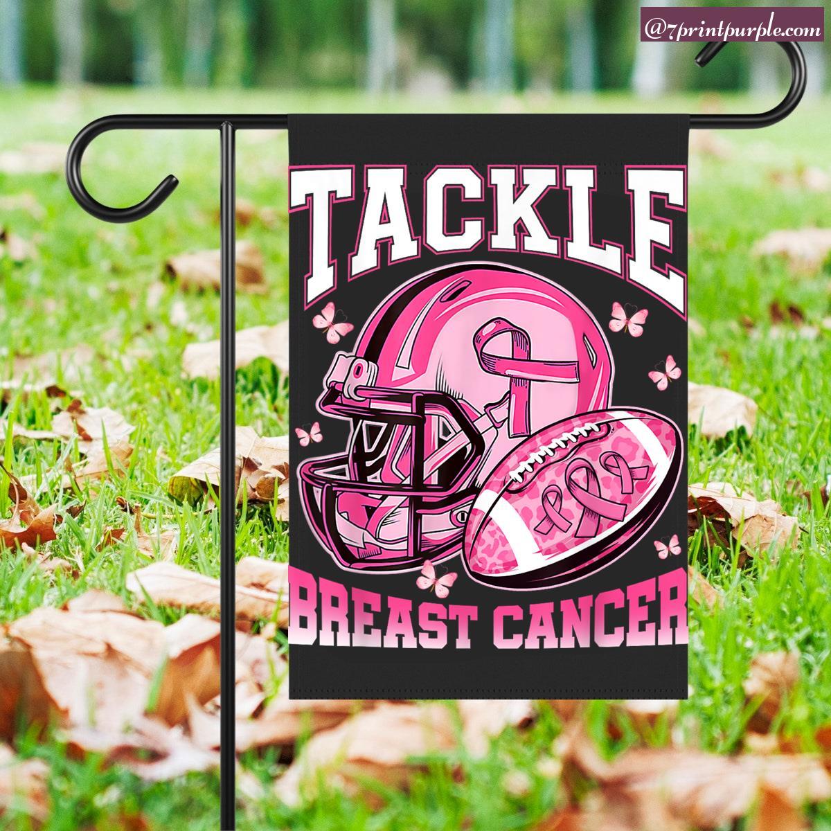 Football Mom Tackle Breast Cancer Awareness Pink Out Ribbon Garden Flag 7printpurple 6378