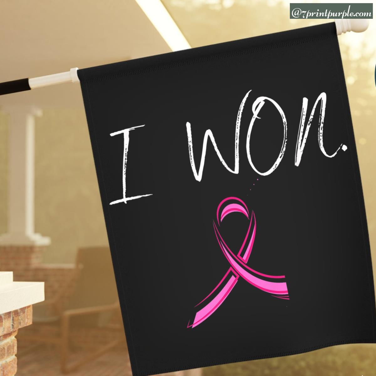 I Won Breast Cancer Awareness Pink Ribbon Cancer Survivor Garden Flag For Sale 7printpurple 2546