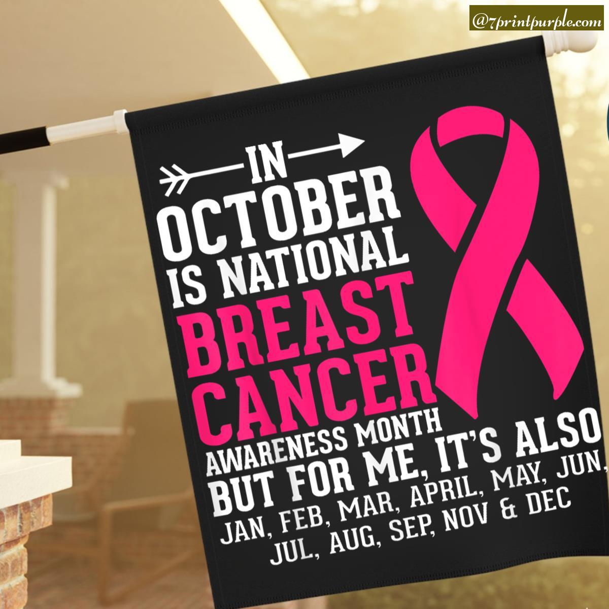 In October We Wear Breast Cancer Awareness Month Pink Ribbon Garden Flag 7printpurple 7267