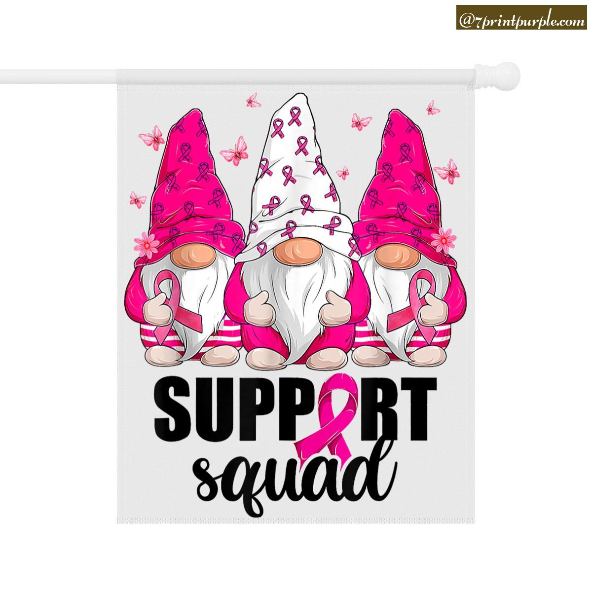 Breast Cancer Awareness Gnomes Support Squad Garden Flag 7printpurple 8451