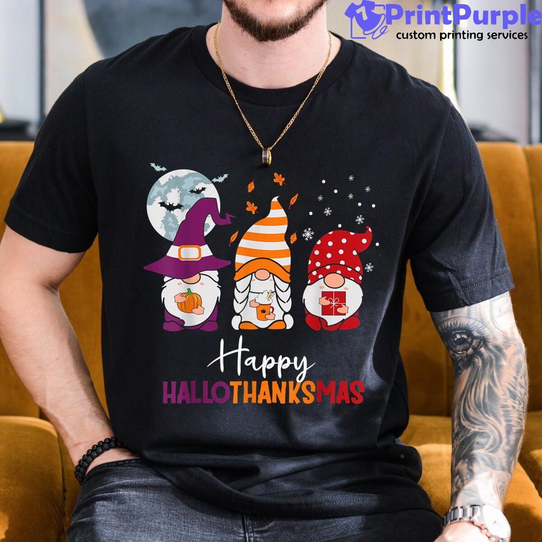 Happy Hallothanksmas Gnomes Halloween Thanksgiving Shirt - Designed And Sold By 7Printpurple