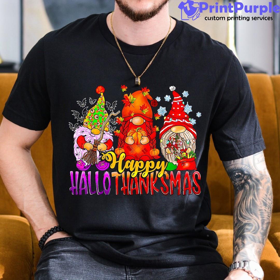 Happy Hallothanksmas Gnomes Lover Halloween Thanksgiving Shirt - Designed And Sold By 7Printpurple