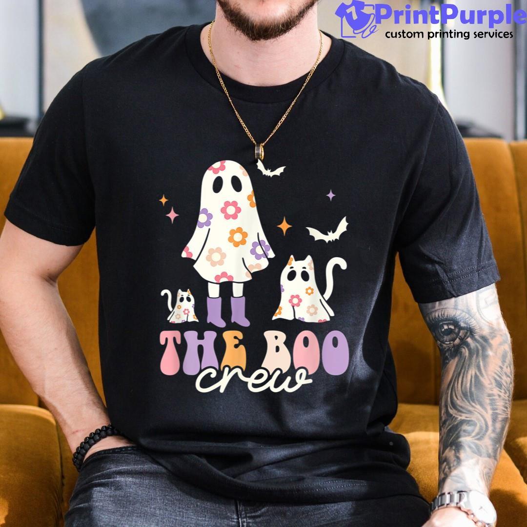 He Boo Crew Spooky Season Ghost Cat Halloween Groovy Retro Shirt - Designed And Sold By 7Printpurple