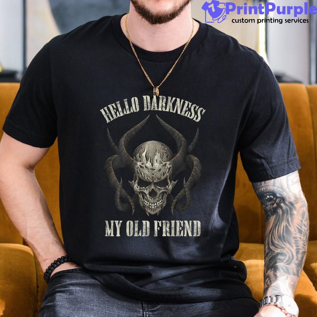 Hello Darkness My Old Friend Demon Skull Horn Halloween Unisex Shirt - Designed And Sold By 7Printpurple