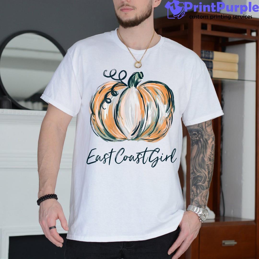 Womens East Coast Girl Watercolor Pumpkin Fall Thanksgiving 2023 Shirt - Designed And Sold By 7Printpurple