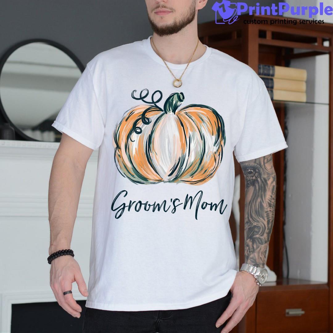 Womens Groom'S Mom Watercolor Pumpkin Fall Thanksgiving 2023 Shirt - Designed And Sold By 7Printpurple