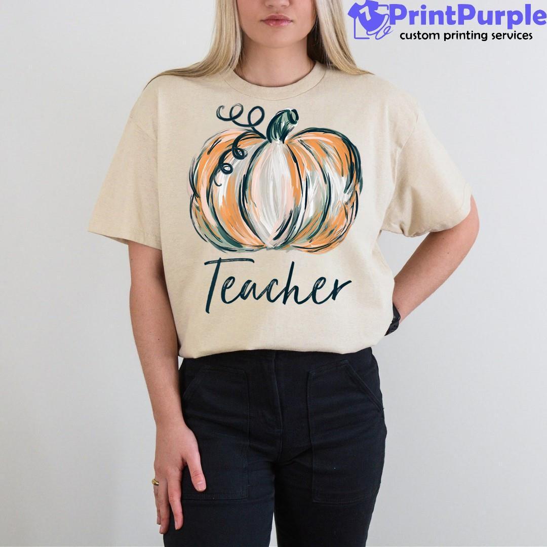 Watercolor Pumpkin Thanksgiving T Shirt by Holiday Shirts