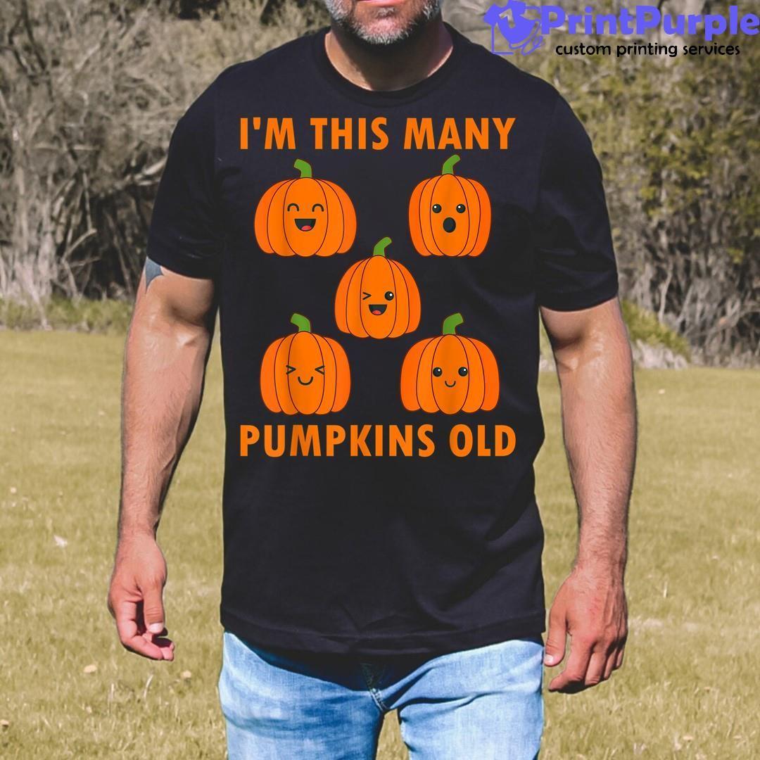 5 Year Old Boy Pumpkin Halloween 5Th Birthday Kids Shirt - Designed And Sold By 7Printpurple