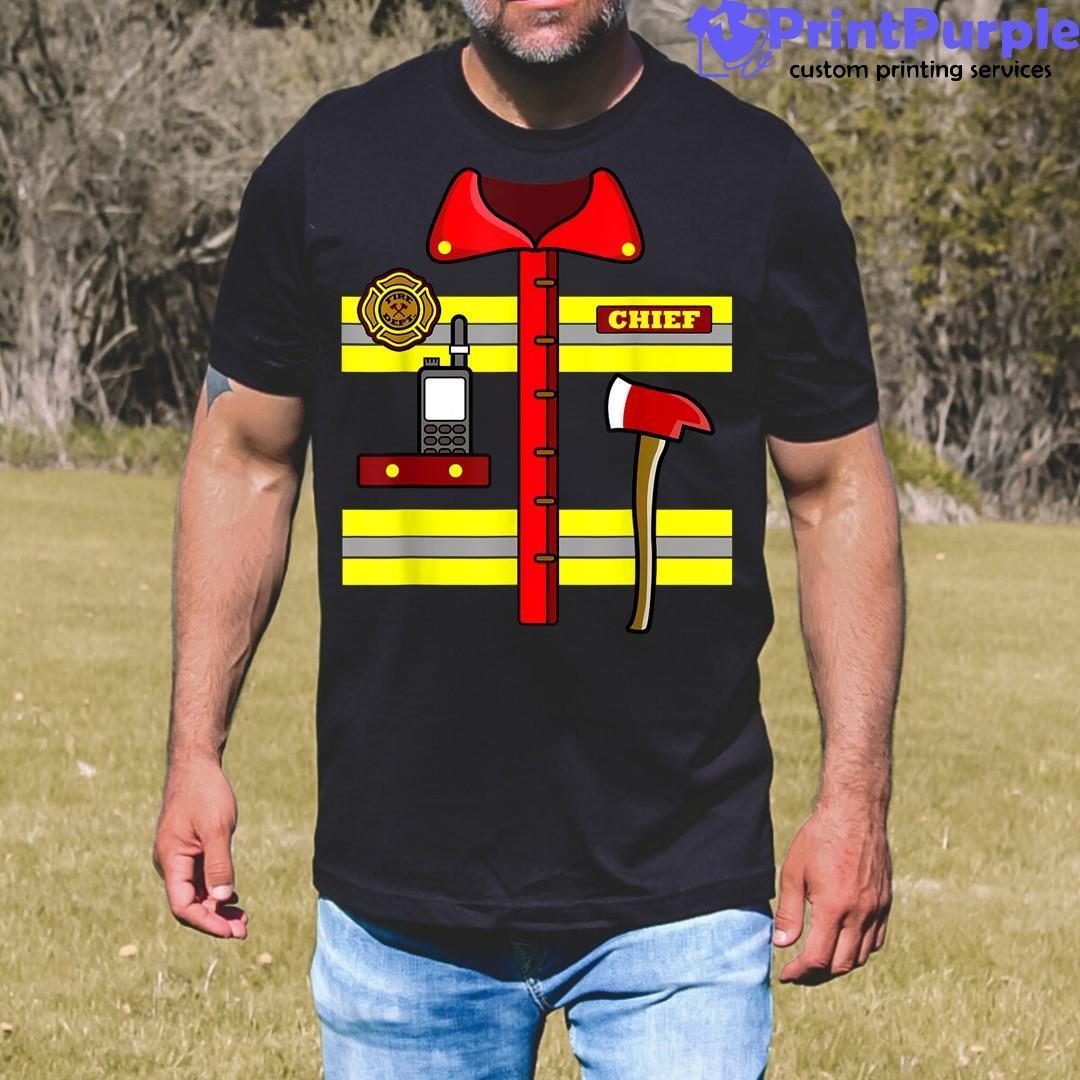 Adult Kids Halloween Fireman Firefighter Shirt - Designed And Sold By 7Printpurple
