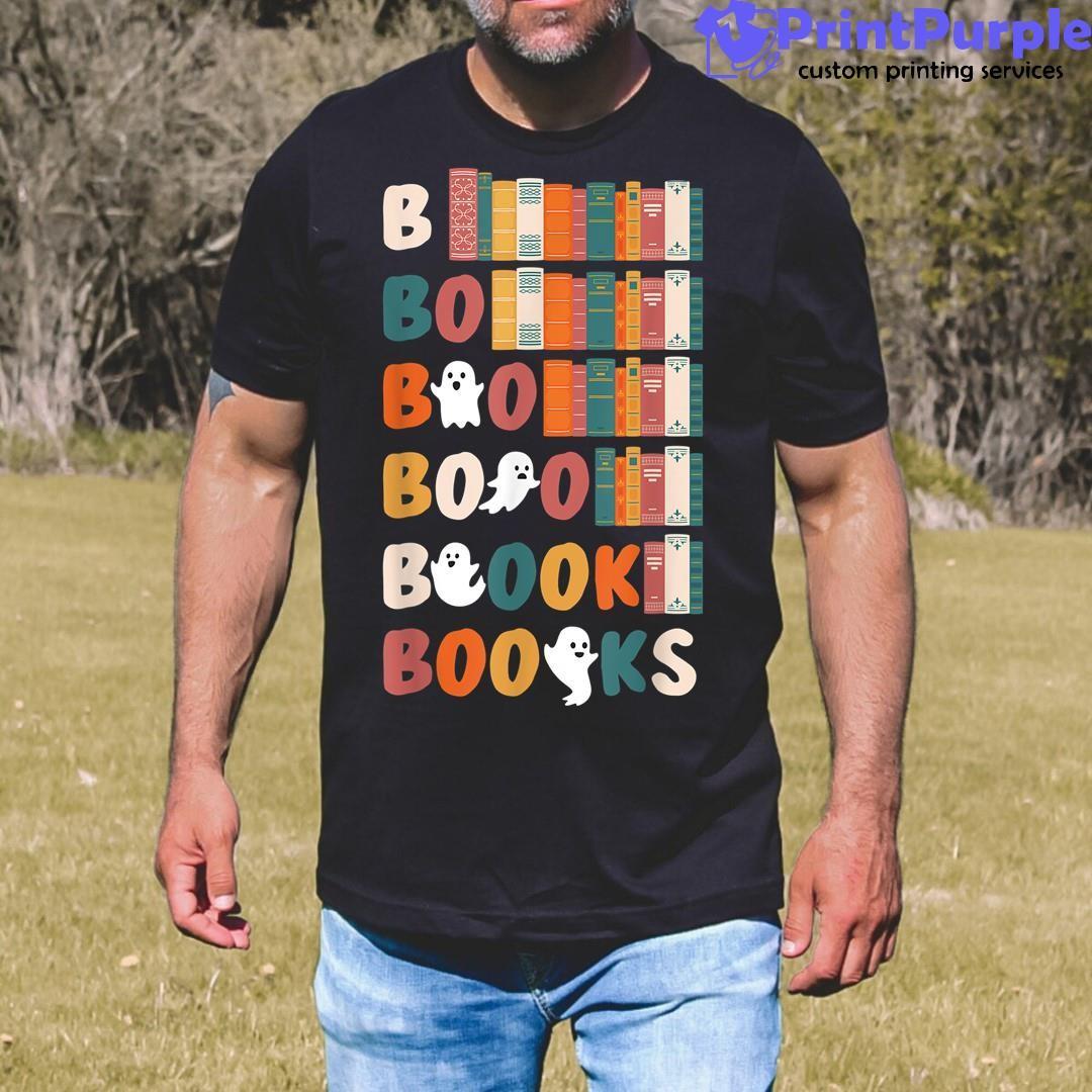 Boooks Ghosts Funny Halloween Teacher Book Library Reading Shirt - Designed And Sold By 7Printpurple