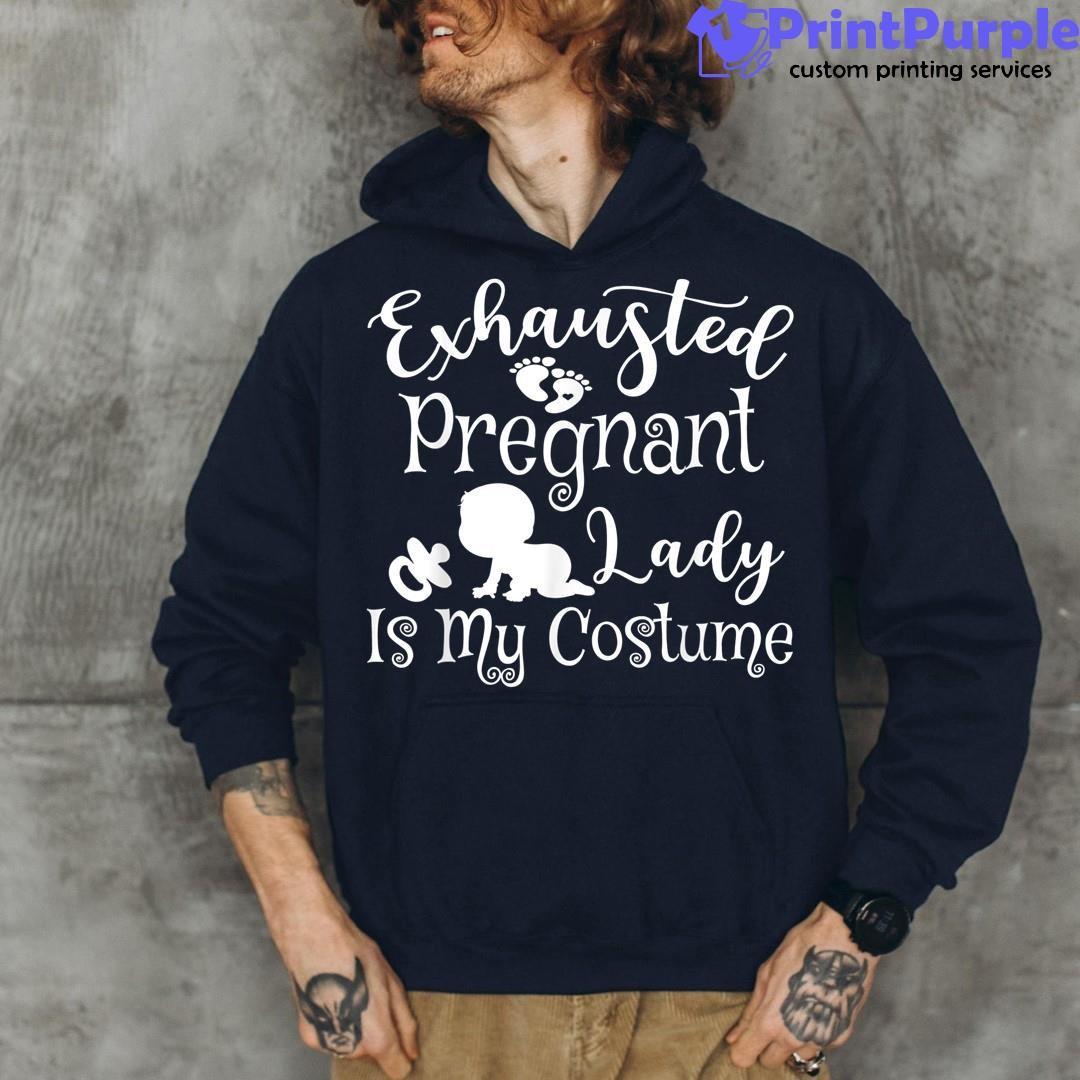 Printify Exhausted Pregnant Chick Shirt, Cute Maternity, Pregnant Shirt for Halloween Heather Orange / S