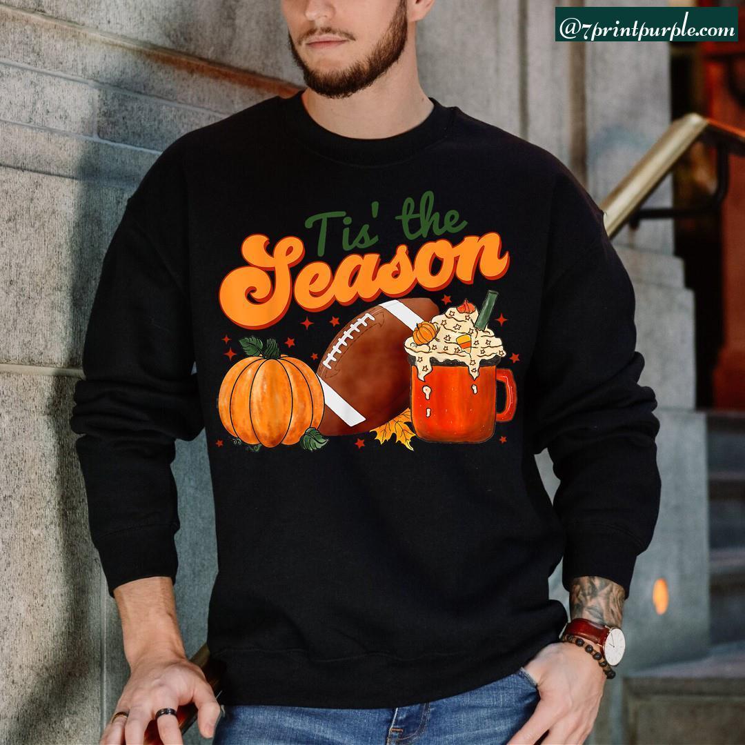 : Tis The Season Thanksgiving Hello Fall Thanksgiving Football  T-Shirt : Clothing, Shoes & Jewelry