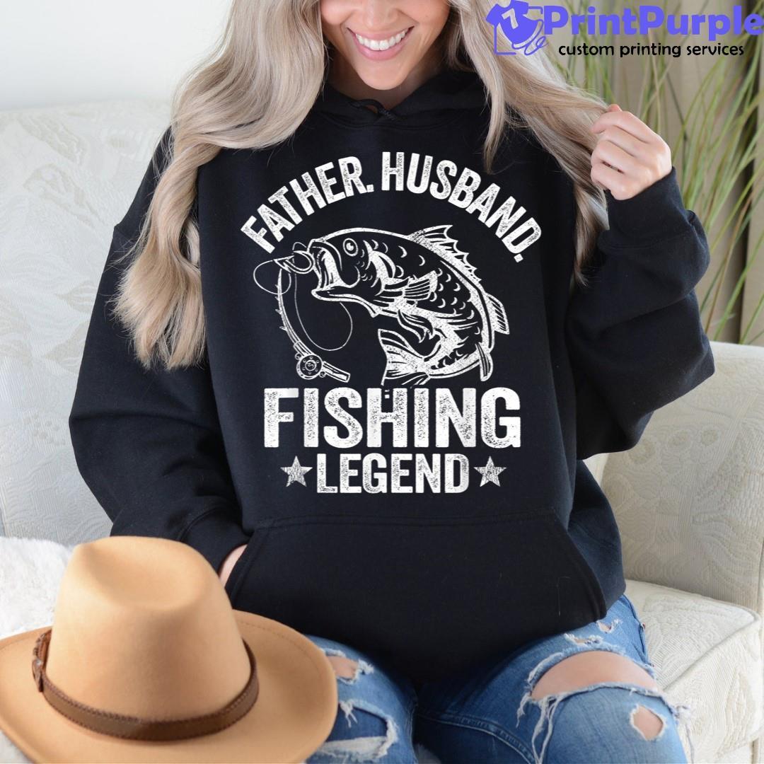 Mens Father Husband Fishing Legend Bass Fisherman Dad Fishing Shirt