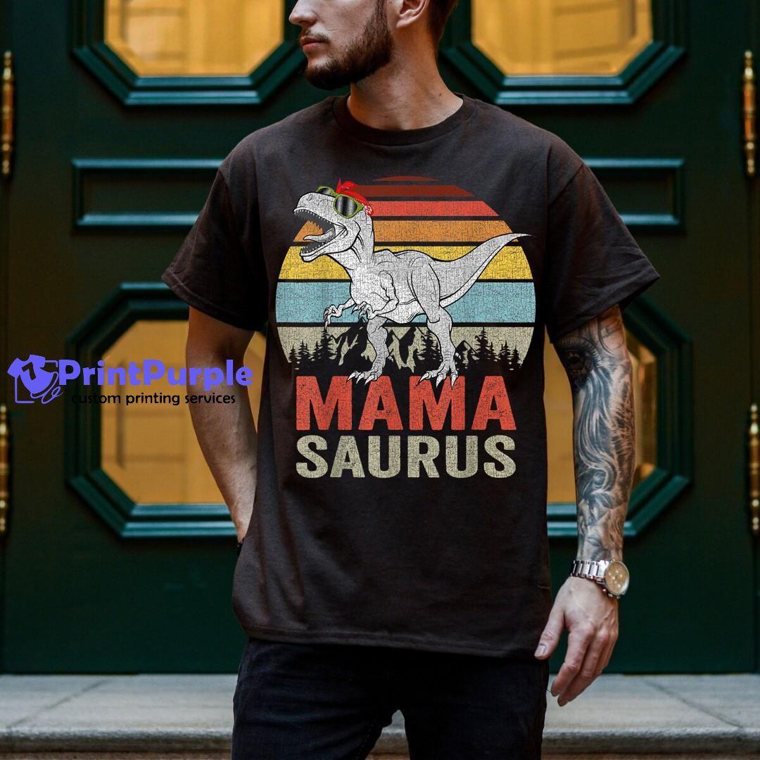 Mamasaurus Dinosaur Mama Saurus T Rex Funny Family Matching Shirt - Designed And Sold By 7Printpurple