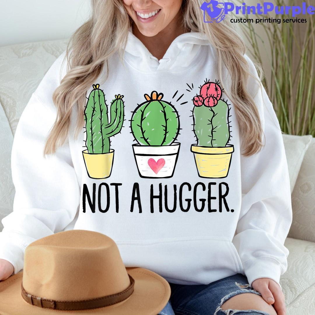 Not A Hugger Funny Cactus Throw Pillow by SweetBirdieStudio