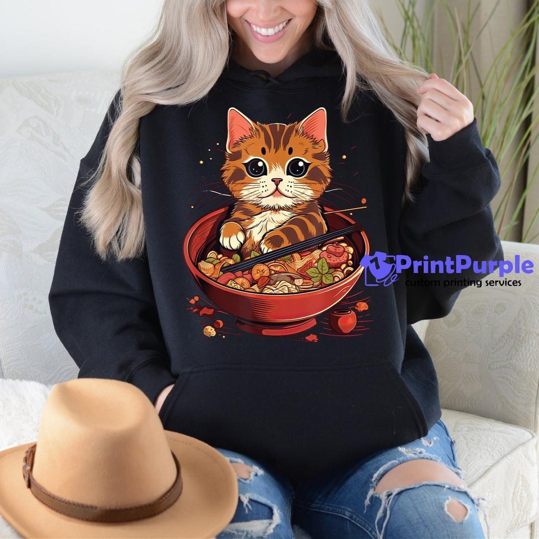 Ramen Cat Neko Anime Kawaii Japanese Merch Gifts Women Girls Unisex Form  T-Shirt