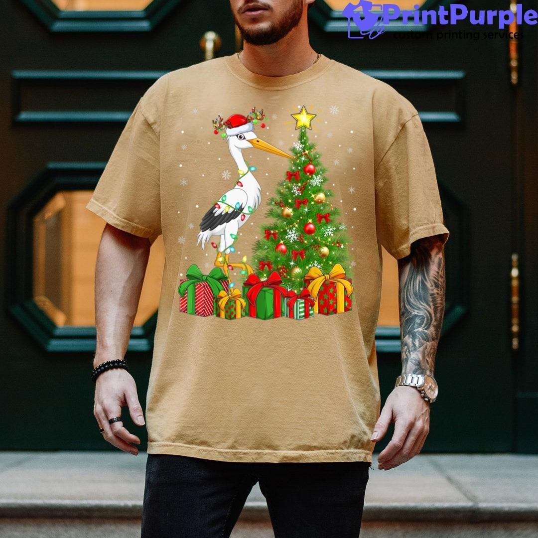 Stork Bird Lover Xmas Holiday Santa Stork Christmas Tree Shirt - Designed And Sold By 7Printpurple